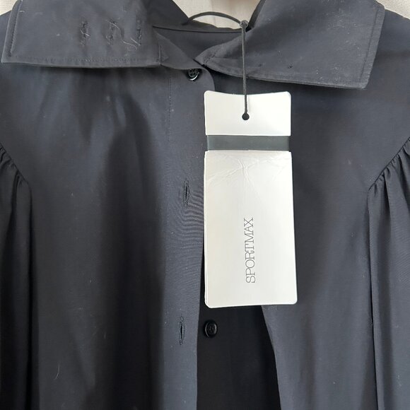 Sportmax Black Cotton Poplin Button Up Blouse NWT - Picture 5 of 10